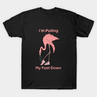 Flamingo and quote I'm putting my foot down T-Shirt